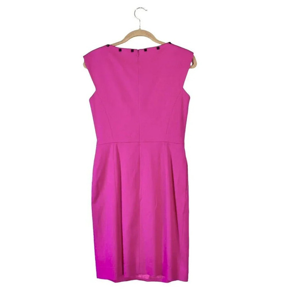 ESCADA Virgin Wool Blend Sheath Dress Women’s 36 Pink Studs V-neck Sleeveless - Picture 2 of 3